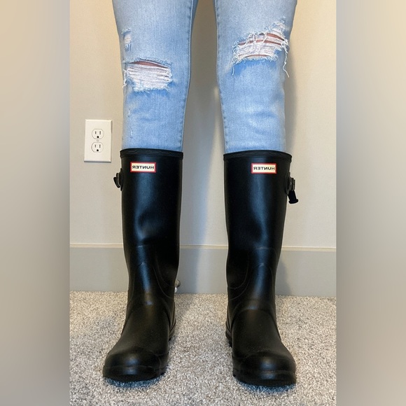 Hunter Shoes Hunter Huntress Wide Leg Rain Boots Black Size 7m8f Poshmark